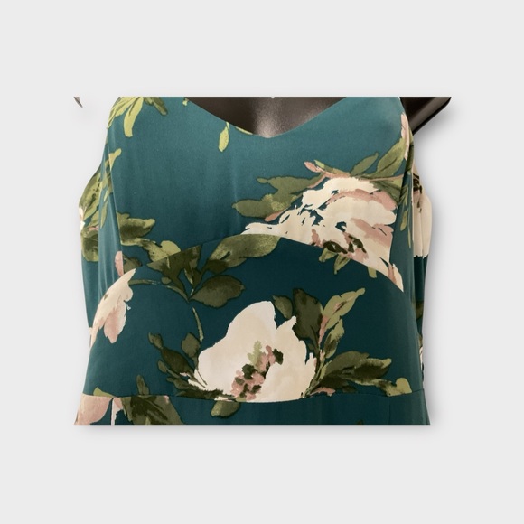 Abercrombie & Fitchburg Green Maxi Dress SZ S Floral Ruffle Tier Women Coquette - Picture 4 of 9